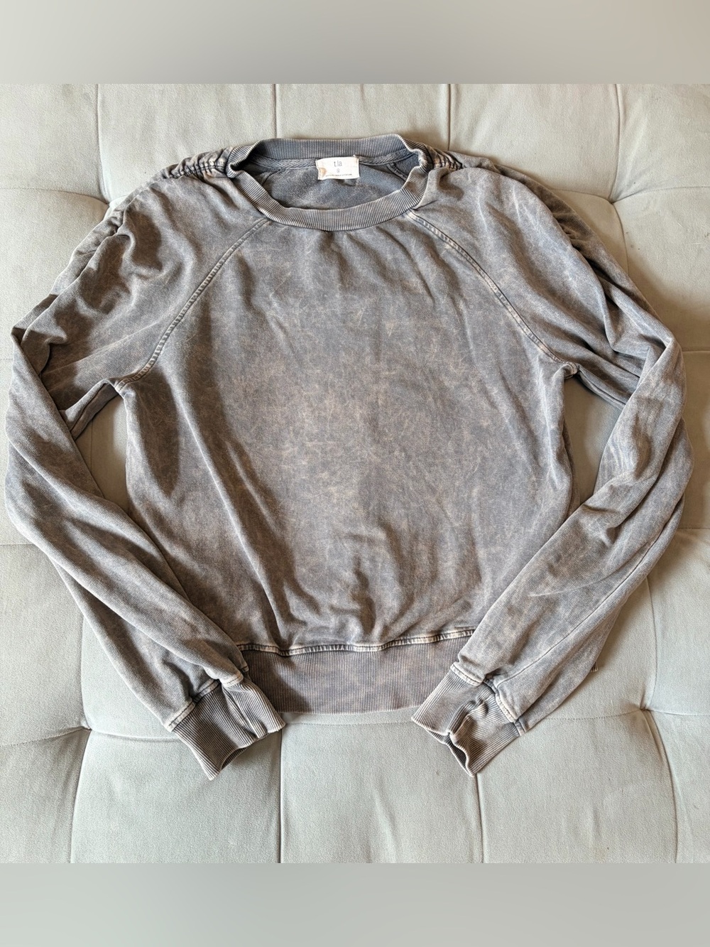Anthropologie T.La Washed Gray Crewneck Sweatshirt